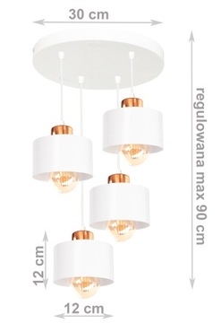 ЛЮСТРА, LOFT 4 БЕЛЫХ СВЕТОДИОДНЫХ ПОТОЛОЧНЫХ ПОДВЕСНЫХ СВЕТИЛЬНИКОВ