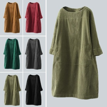 Women Dress Autumn Winter Casual Warm Solid Color