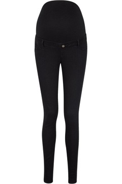 Dorothy Perkins Ciążowe Czarne Spodnie Jeansy Skinny Rurki Guzik Bawełna 48