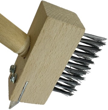 Щетка для чистки брусчатки со скребком с ручкой