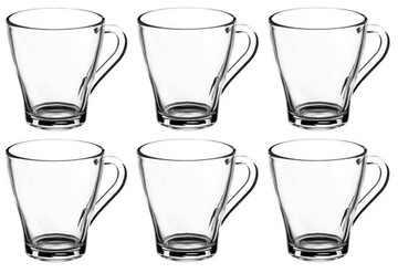 6x Szklanka z uchem kubek szklany LILI 250 ml