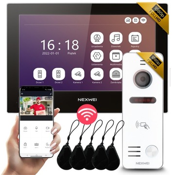Wideodomofon 7 IPS WiFi Full HD Tuya 140st czytnik pamięć rejestrator DVR