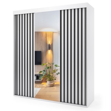 Szafa przesuwna trzydrzwiowa z lamelami - LIZBONA 200 x 205 cm, 18 mm