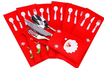 ŚWIĄTECZNE ETUI POKROWCE NA SZTUĆCE ŚWIĘTA DUŻY ZESTAW DLA 6 OSÓB 6 szt