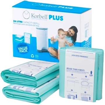 KORBELL WKŁADY NA ZUŻYTE PIELUCHY WORKI DO KOSZA 26L PLUS 3 SZTUKI