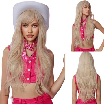 Peruka Blond Długa Włosy Fale Naturalny