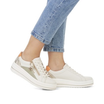 RIEKER - REMONTE Sneakersy, buty, trampki białe skórzane D 1CO1