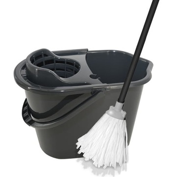 Zestaw mop SET końcówka SYNTETYCZNA KIJ 120 cm wiadro 10l z wyciskaczem
