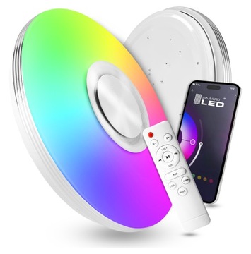 Lampa Sufitowa LED Plafon RGB Głośnik Bluetooth 60W Pilot + aplikacja CCT