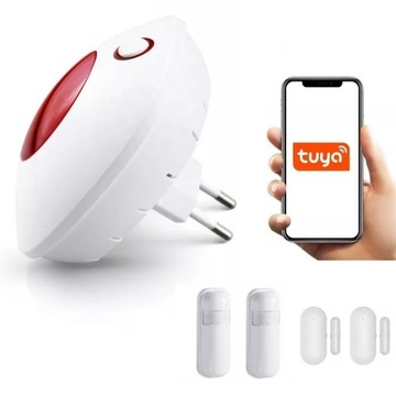 BEZPRZEWODOWA SYRENA ALARM 110DB WiFi TUYA 4xPIR