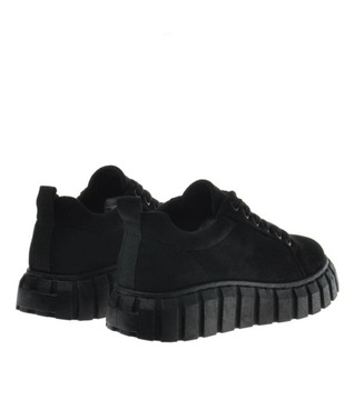 Черные женские кроссовки, криперы, замша, туфли на платформе 15555 39