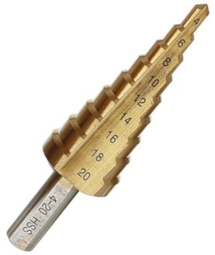 WIERTŁO STOPNIOWE STOŻKOWE HSS4241 ZAKRES 4-20 mm