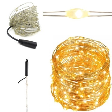 LAMPKI DRUCIKI 300 LED BIAŁE CIEPŁE CHOINKOWE