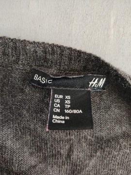 H&M Oversizowy SWETER BRĄZOWY Wełna mix XS