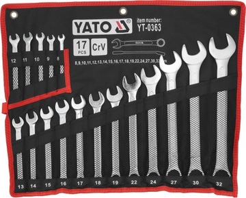 ZESTAW KLUCZY PŁASKO-OCZKOWYCH 8-32 17SZT YATO