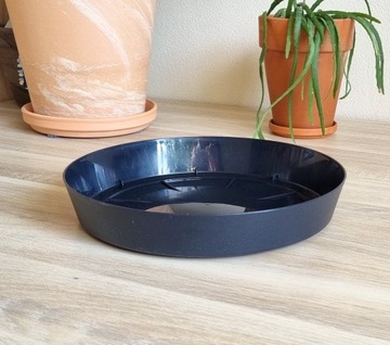 Podstawka pod doniczkę Lofly ANTRACYTOWA 23cm - okrągła, plastikowa