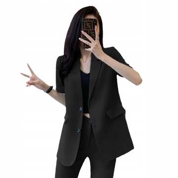 Komplet damski niebieski garnitur damski plus size (duże rozmiary) garnitur