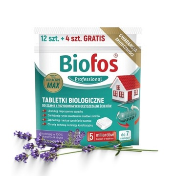 Tabletki BIOLOGICZNE do szamb i oczyszczalni preparat BIOFOS 12 + 4 szt.