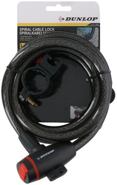 ВЕЛОСИПЕДНЫЙ ЗАМОК DUNLOP 180см с ключом + ручка