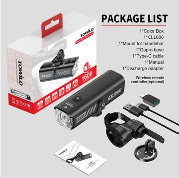 Lampa przednia Towild CL 1600 lumenów, 5000 mAh, powerbank