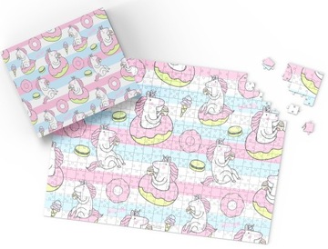 PUZZLE - JEDNOROŻEC UNICORN - PREZENT NA ŚWIĘTA WZORY - 192el + PUDEŁKO