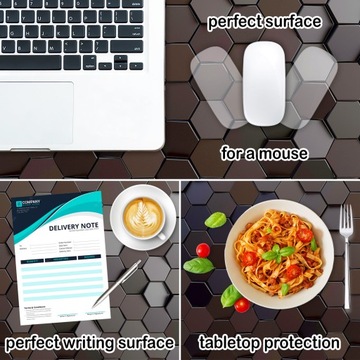 Защитный коврик на стол 120х60 Шестиугольники Черный