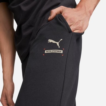 Spodnie Dresowe Męskie Puma Bawełniane ze ściągaczem Kieszenie Czarne r XXL