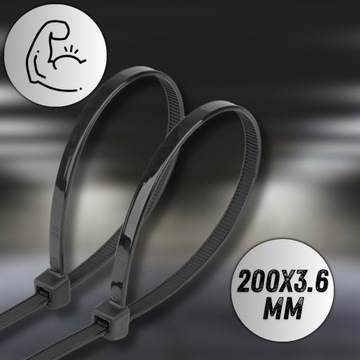 Кабельные стяжки 100 шт. Черные кабельные стяжки 200x3,6 мм, нейлоновые кабельные стяжки