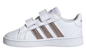 25 BUTY DZIECIĘCE ADIDAS EF0116 BIAŁE ZŁOTE RZEPY
