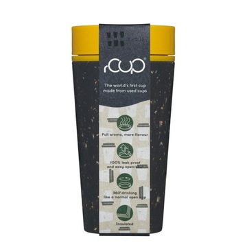 Экологическая термокружка из переработанных материалов, черно-желтая, круглая