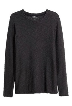 H&M Sweter klasyczny czarny okrągły dekolt męski M