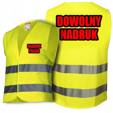 KAMIZELKA ODBLASKOWA Z NADRUKIEM NAPISEM ROZM. L
