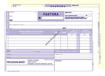 FAKTURA PROCEDURA MARŻY TOWARÓW - kolorowa kopia