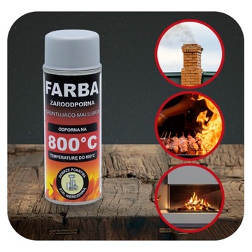 FARBA ŻAROODPORNA SPRAY DO KOMINKA PIECA GRILLA 400 ML HANSA SREBRNY 800°C