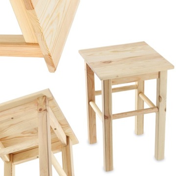 TABORET DREWNIANY KUCHENNY STOŁEK KRZESŁO 43,5cm SOLIDNY SOSNOWY