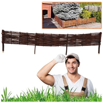 PALISADA OGRODOWA WIKLINOWY PŁOTEK DREWNIANY OBRZEŻE OZDOBNE 150X20CM 5SZT