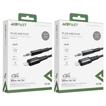 Аудиокабель Acefast MFI Lightning — мини-разъем 3,5 мм (штекер), 1,2 м, AUX черный