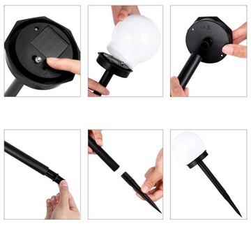 6x СВЕТОДИОДНАЯ СОЛНЕЧНАЯ САДОВАЯ ЛАМПА БЕЛЫЙ ШАР 10см