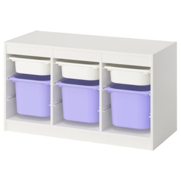 IKEA TROFAST стелаж білий + 6 контейнерів білий/бузковий