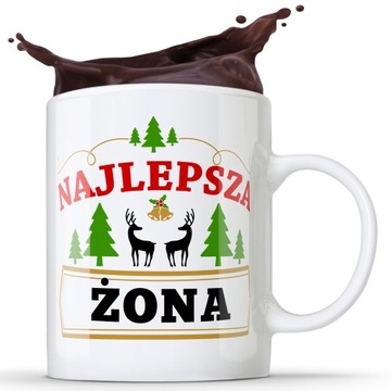 KUBEK DLA NAJLEPSZEJ ŻONY NA PREZENT UPOMINEK ŚWIĘTA GWIAZDKĘ MIKOŁAJ