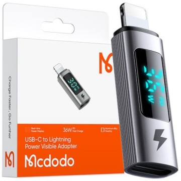 MCDODO ADAPTER PRZEJŚCIÓWKA USB-C USB TYP C DO LIGHTNING IPHONE 36W MIERNIK