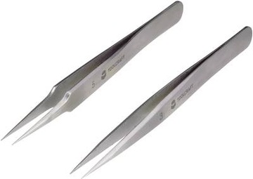 Zestaw pęset Toolcraft815064 120mm stal nierdzewna