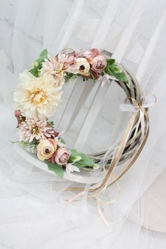 Осенний венок, украшение на дверь, украшение БЕЖЕВЫЙ