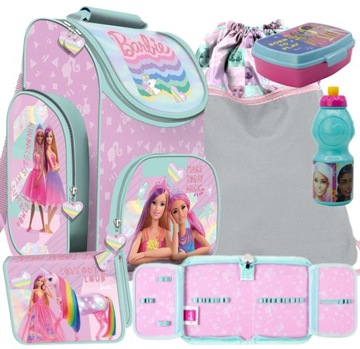 ZESTAW 5 ELEMENTY TORNISTER SZKOLNY BARBIE PLECAK PIÓRNIK WOREK