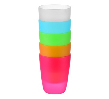 KUBEK KUBKI PLASTIKOWE KPL. 5 SZT 250ML MIX KOLOR
