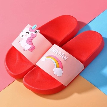 Детские радужные тапочки Мягкие, удобные красные шлепанцы для родителей и детей.