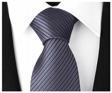 MIKROFIBRA Żakardowy Krawat Męski STALOWY g04