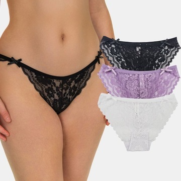 3x Majtki Damskie Figi Koronka Wygodne Seksowne Koronkowe Sexy Zestaw M