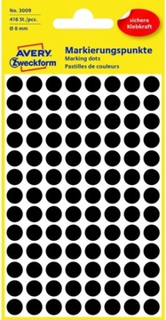 Etykiety oznaczeniowe Avery czarny 8mm 416szt