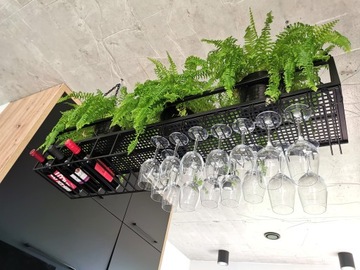 Подвесная полка с держателями для бокалов и вина, 90 см.